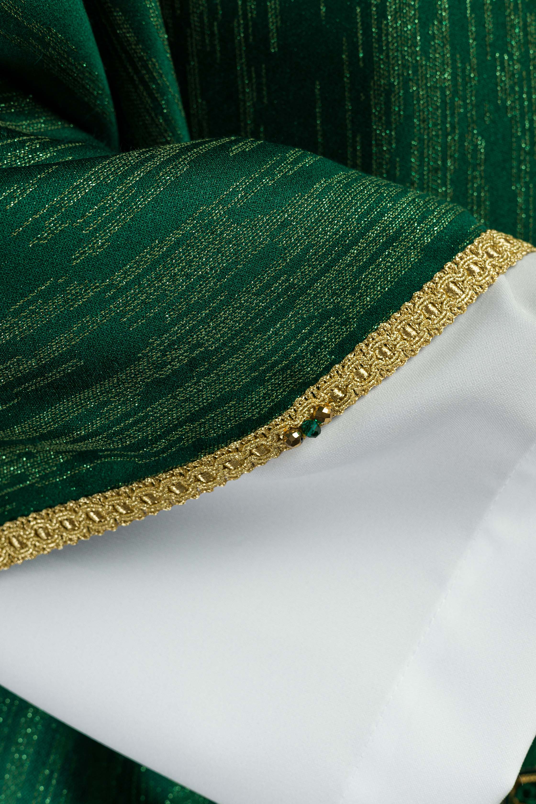 Ręcznie wykonany ornat z naturalnymi kamieniami Handmade 7015 Zielony - ORNATY.PL