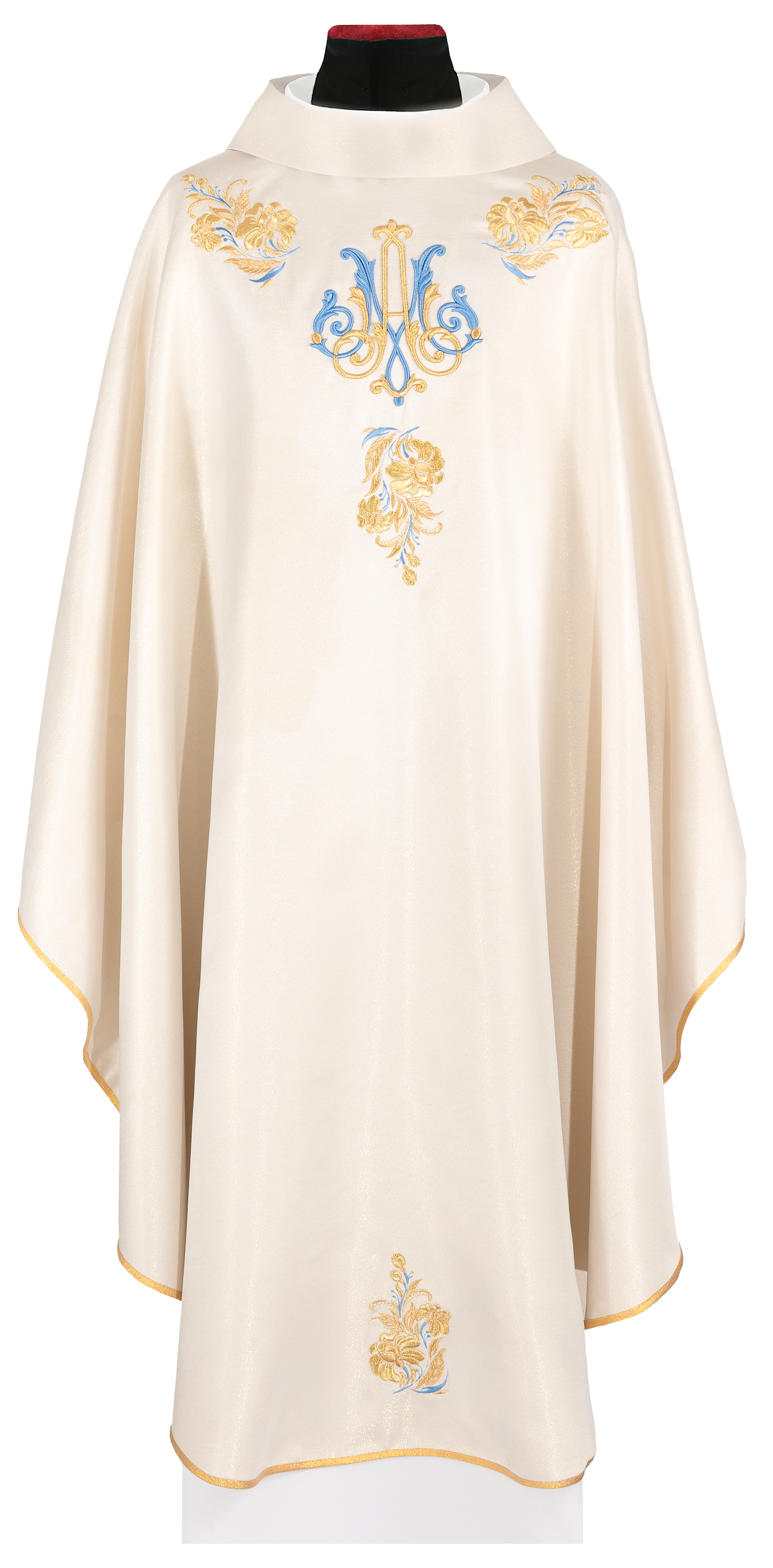 Ornat haftowany z motywem Maryjnym ecru - ORNATY.PL
