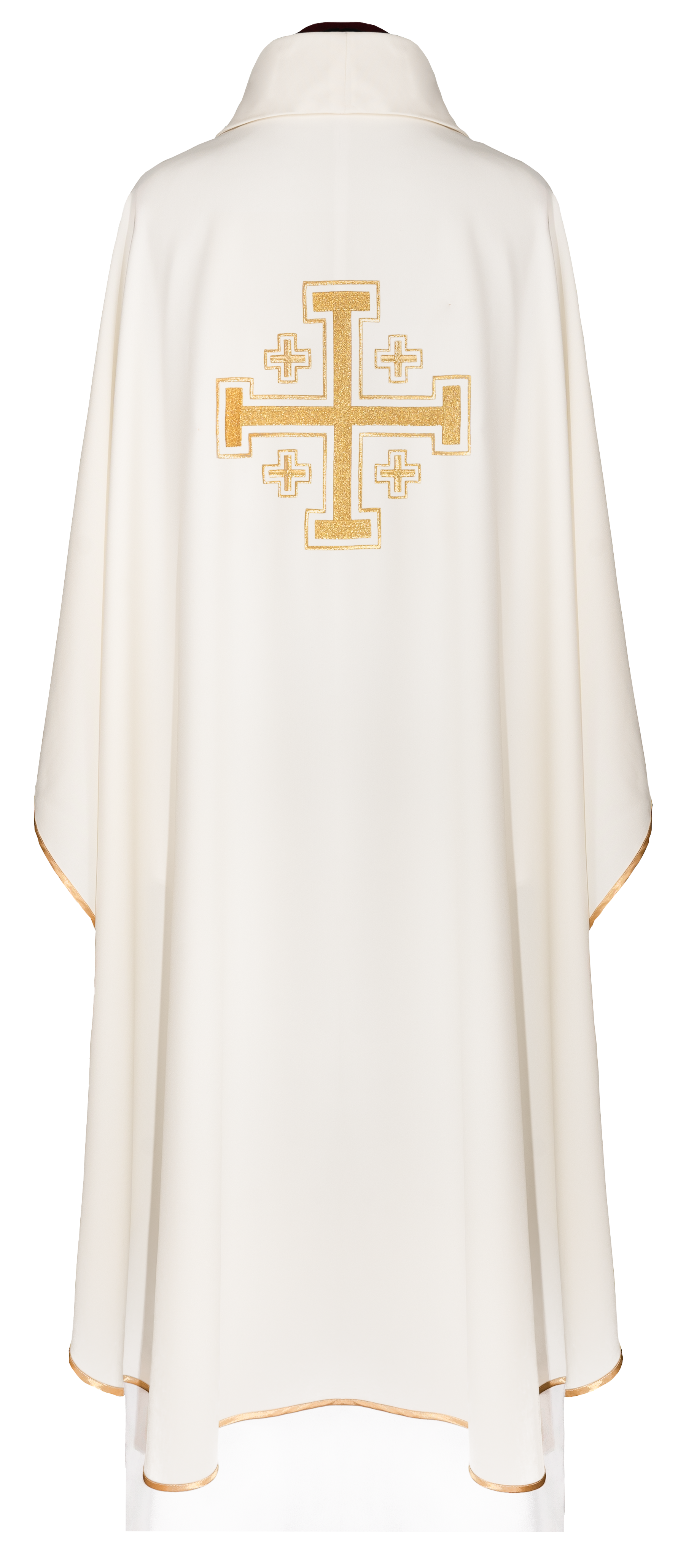 Ecru ornat haftowany z motywem krzyża - ORNATY.PL