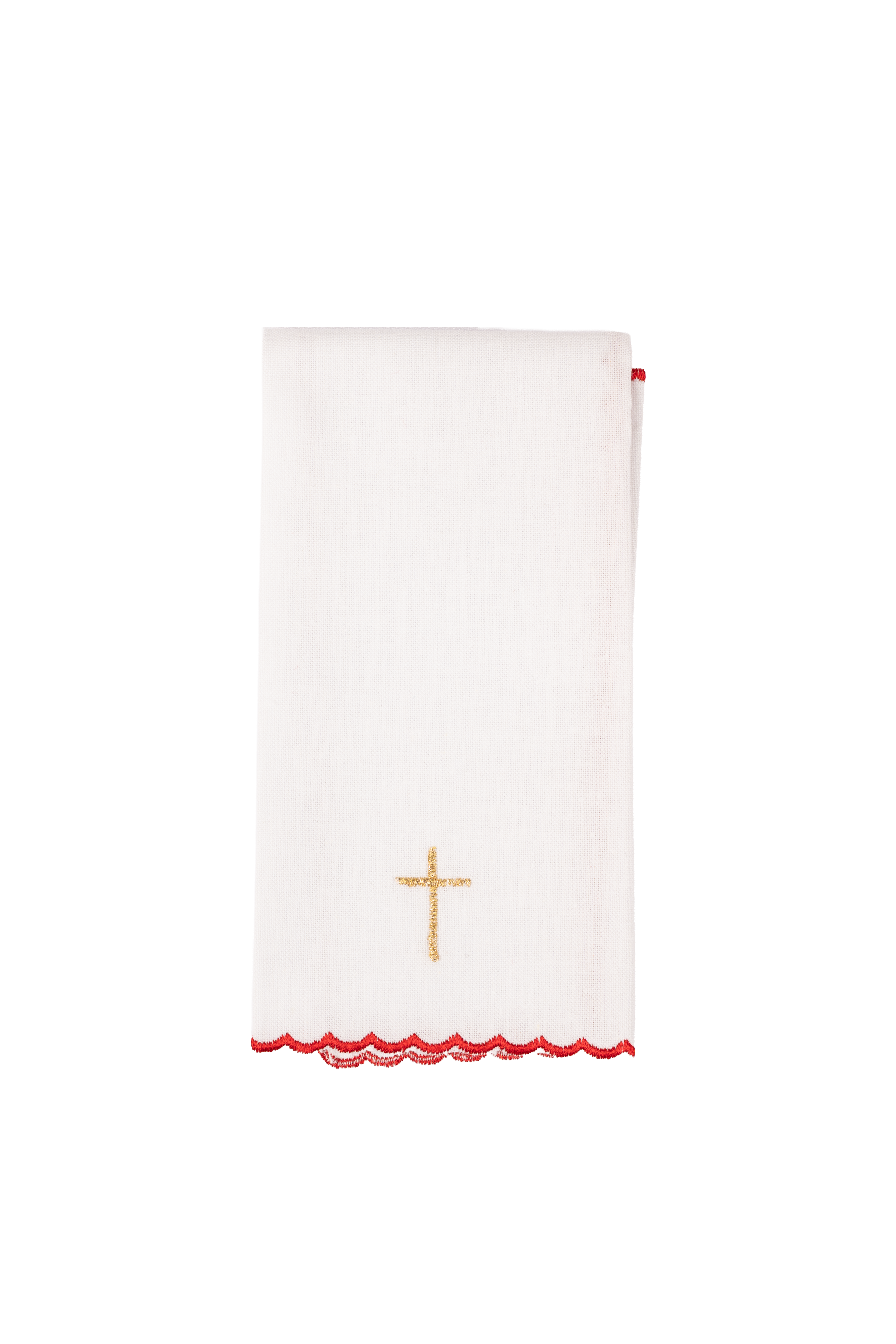 Komplet kielichowy haftowany z motywem krzyża czerwony - ORNATY.PL