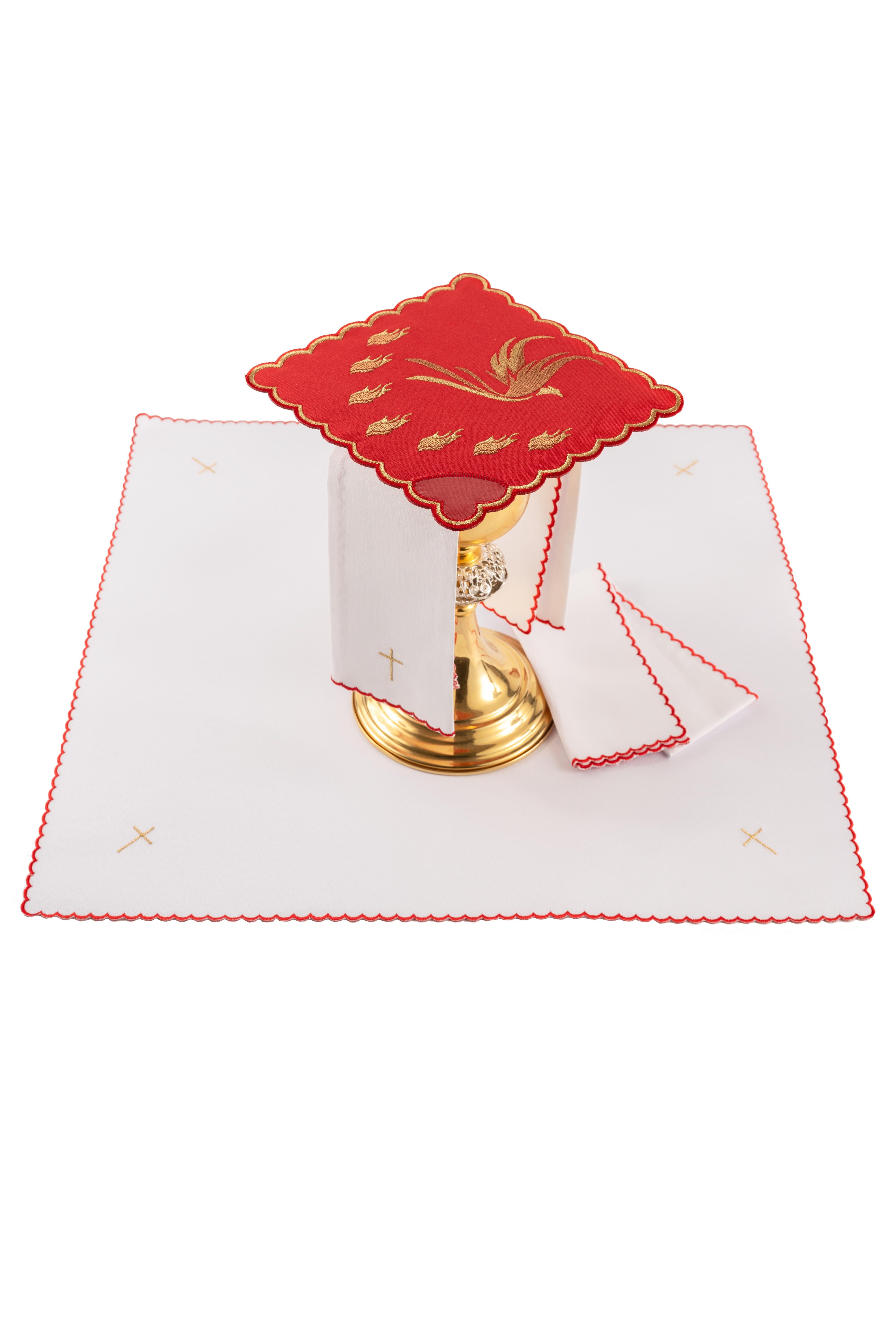 Crveni čašasti donji veš s vezom Duha Svetoga