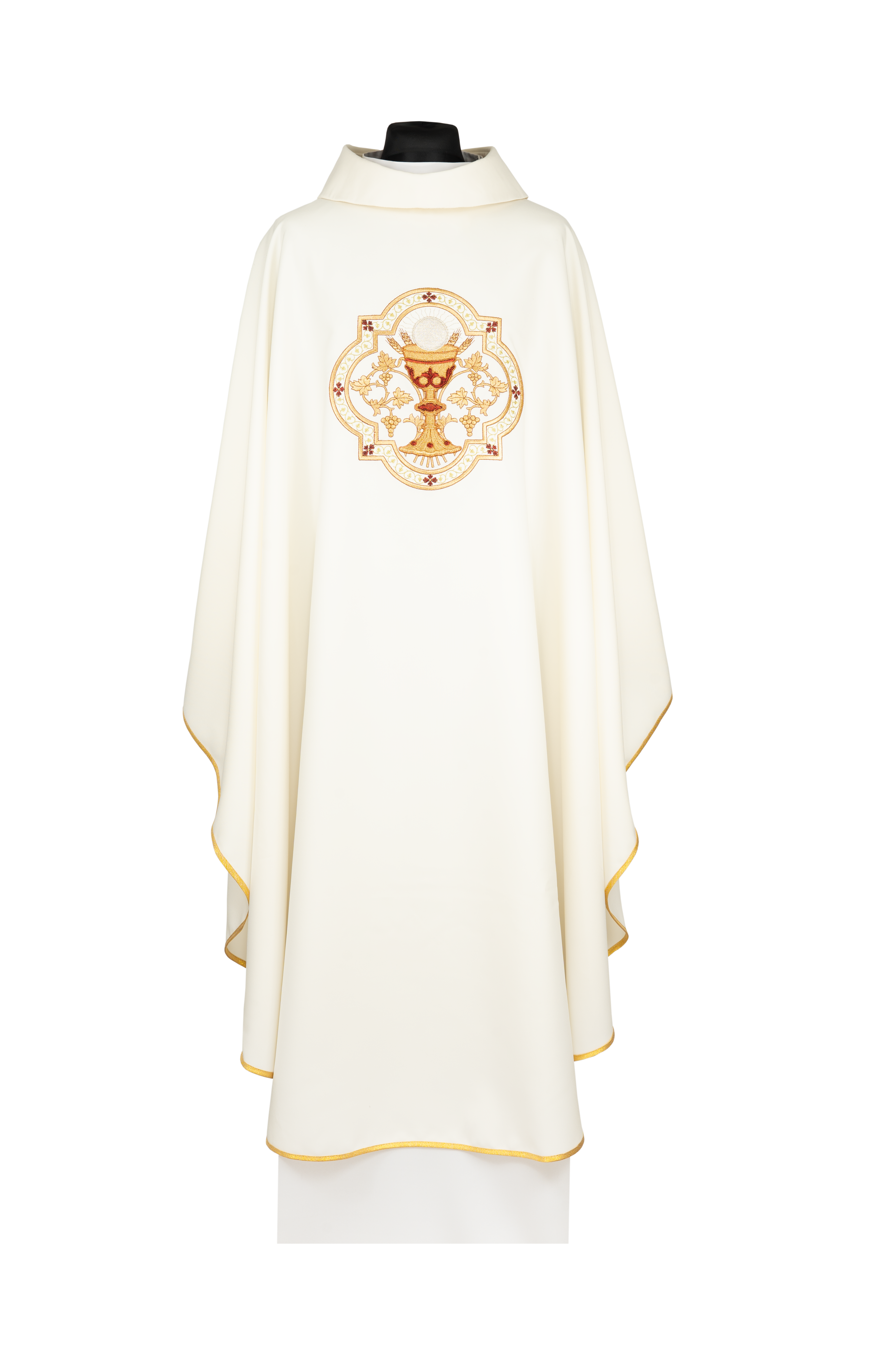 Ornat haftowany z motywem Kielicha eucharystycznego i IHS - ORNATY.PL