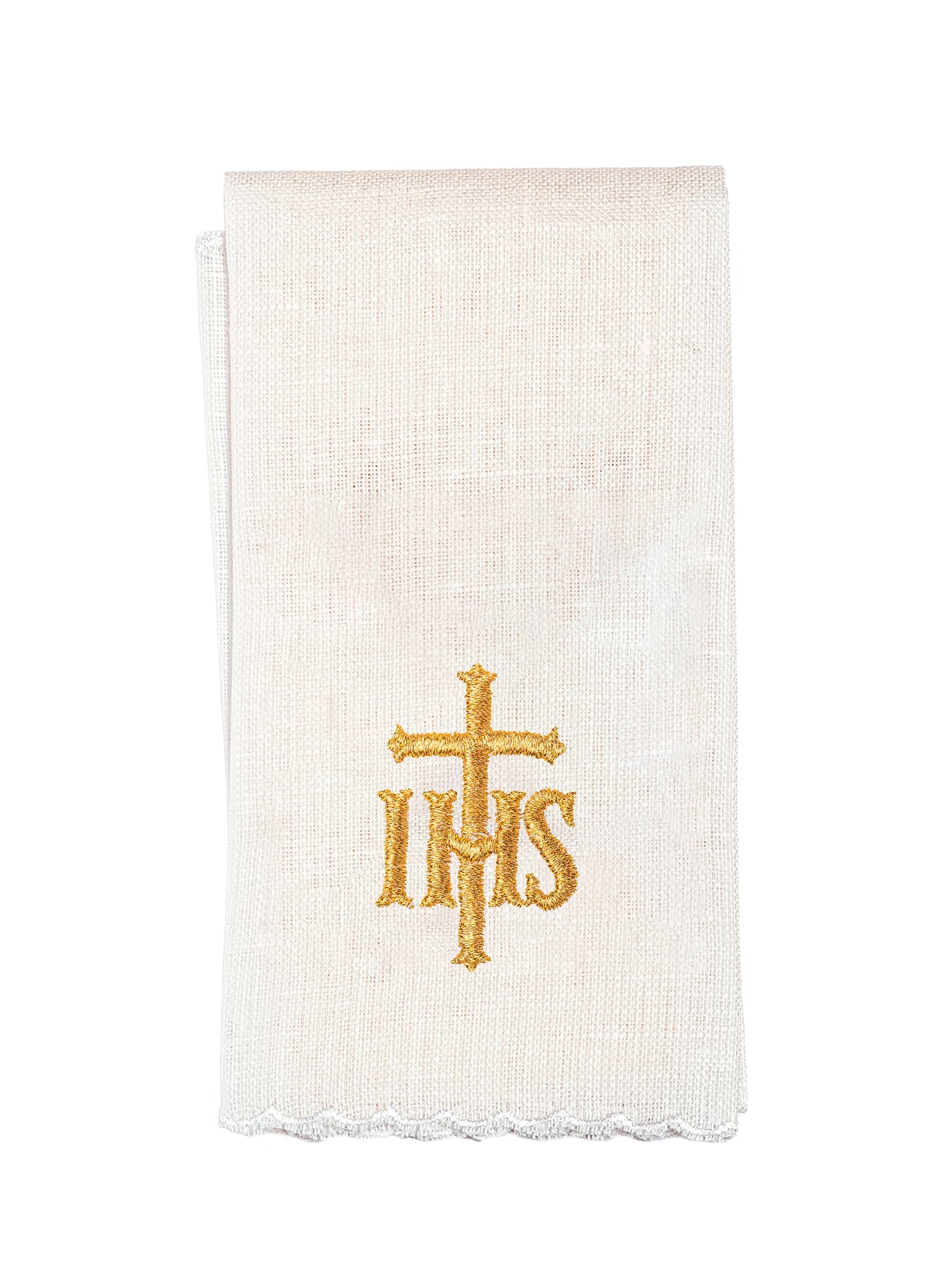 Liturgijsko rublje za kalež laneno vezeno IHS crveno