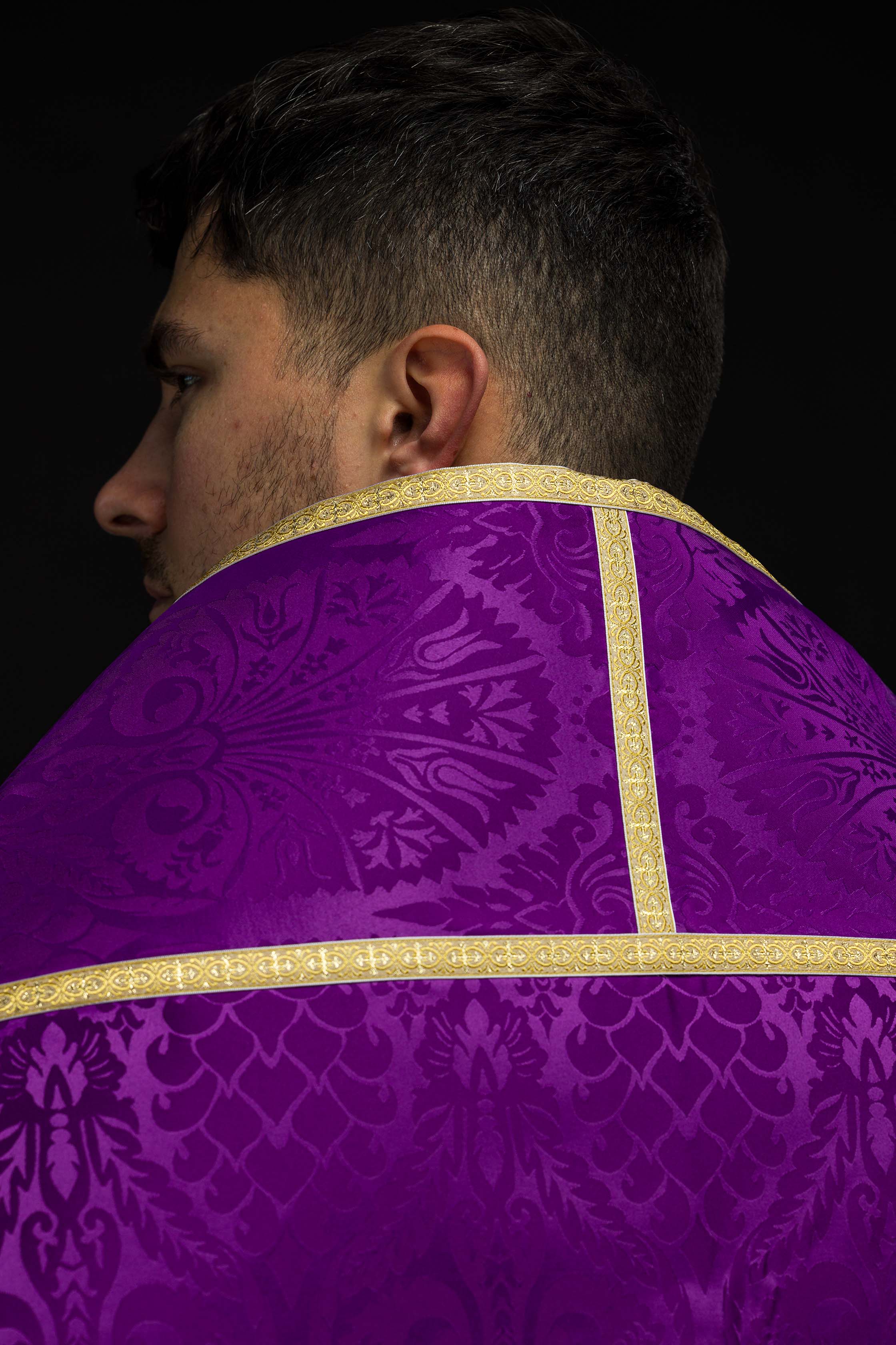 Żakardowa kapa rzymska gładka Fioletowa