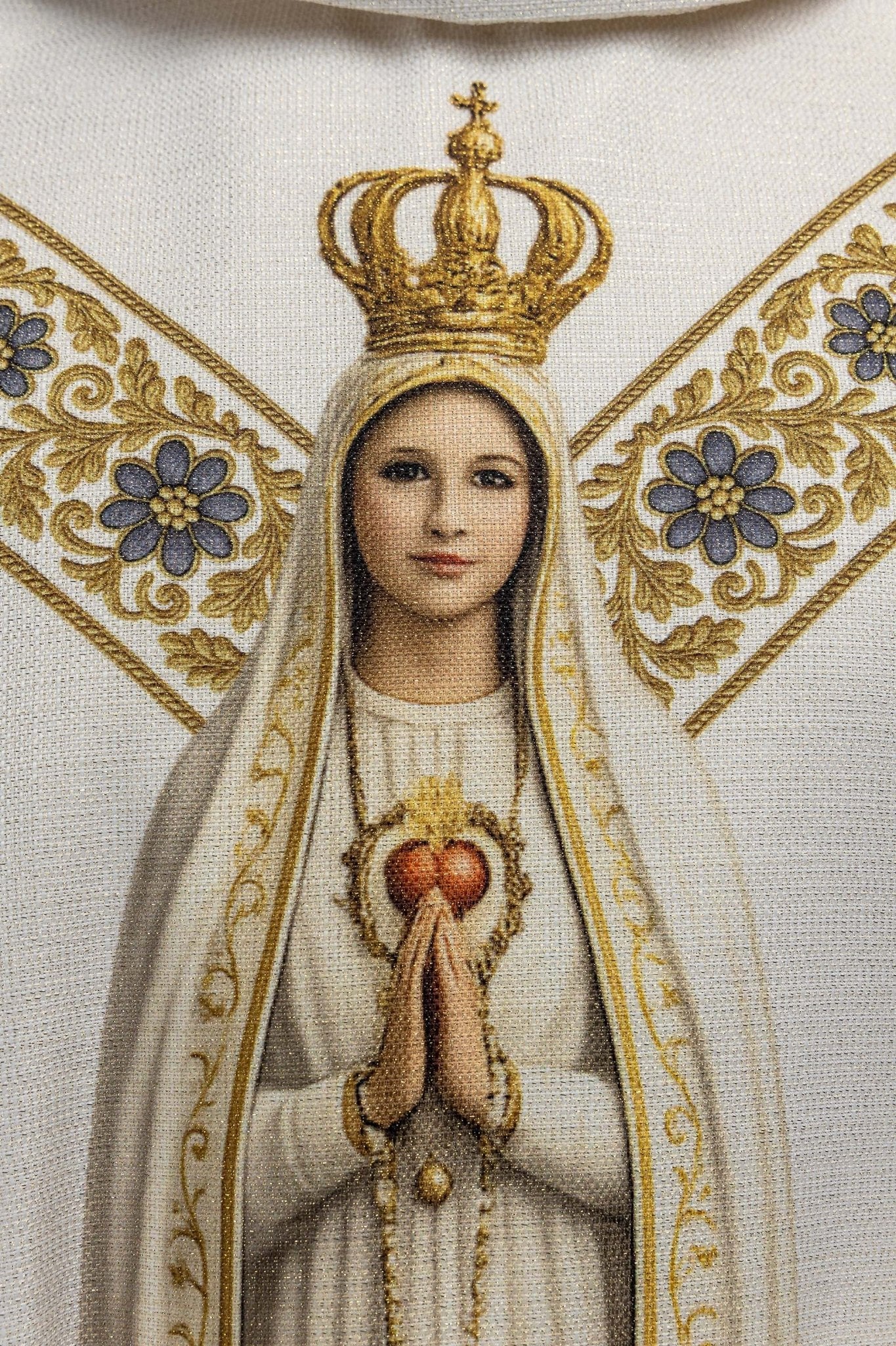 Ornat drukowany z wizerunkiem Matki Bożej Fatimskiej
