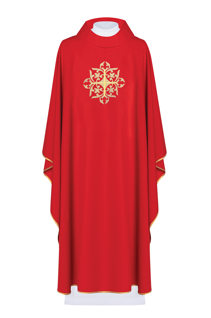 Liturgijsko ruho s crvenim vezom i ukrašenim križem