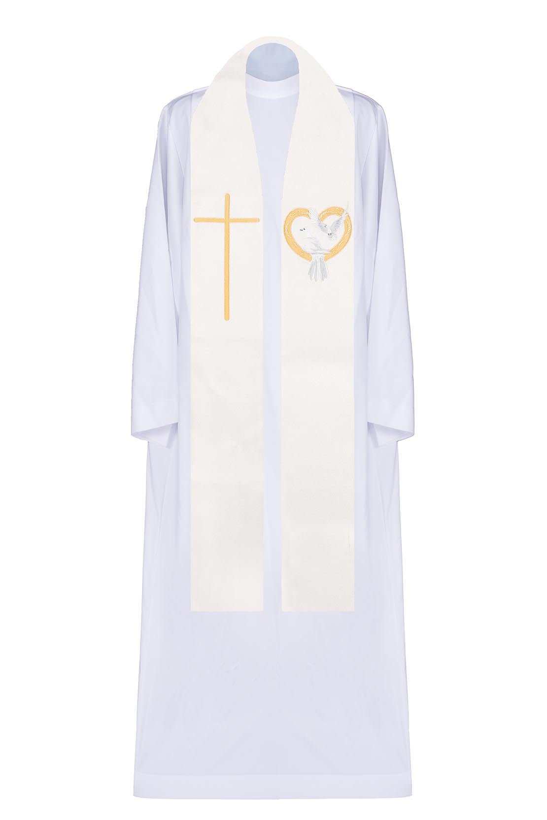 Stuła haftowana Ślubna ecru