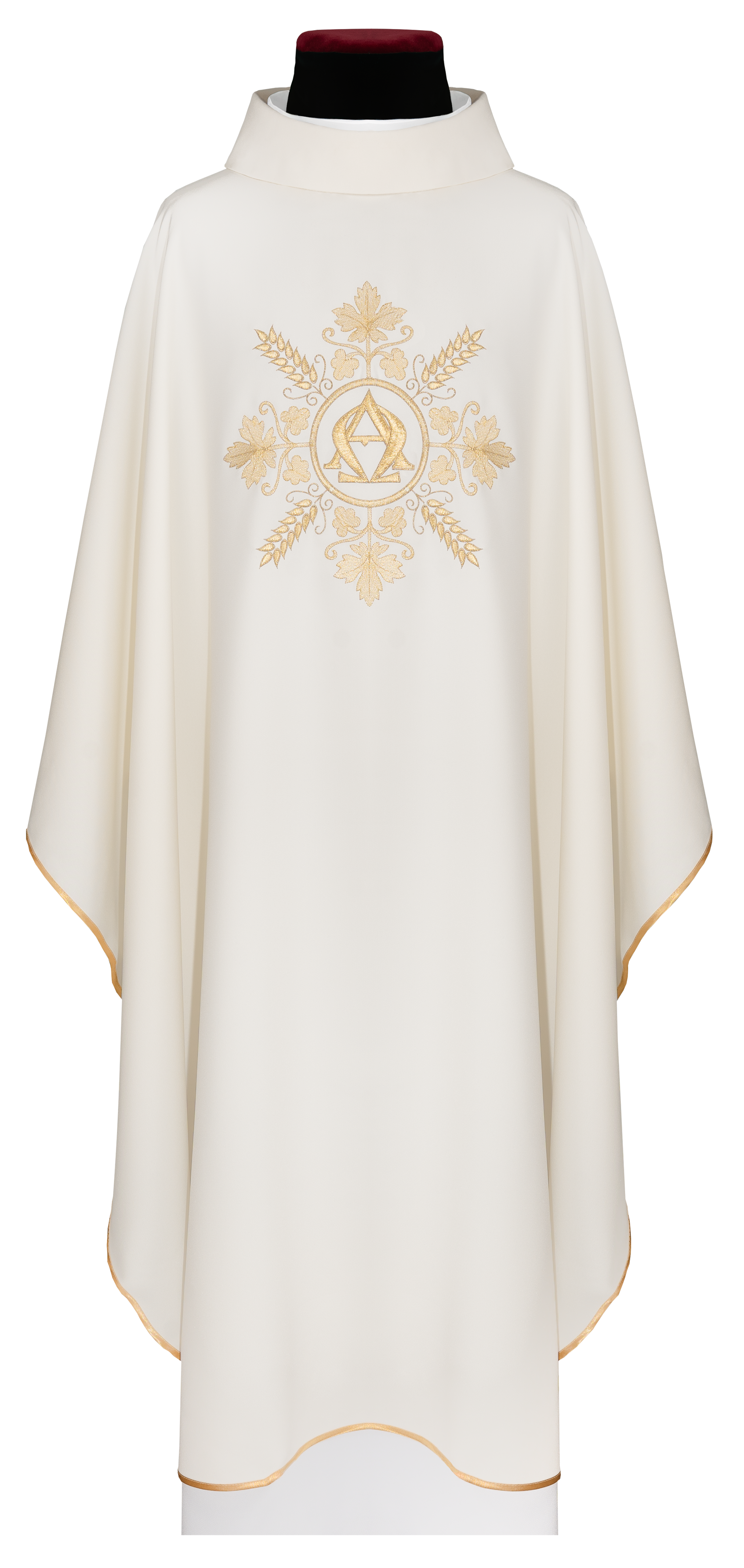 Ornat haftowany ecru Alfa i Omega z kłosami - ORNATY.PL