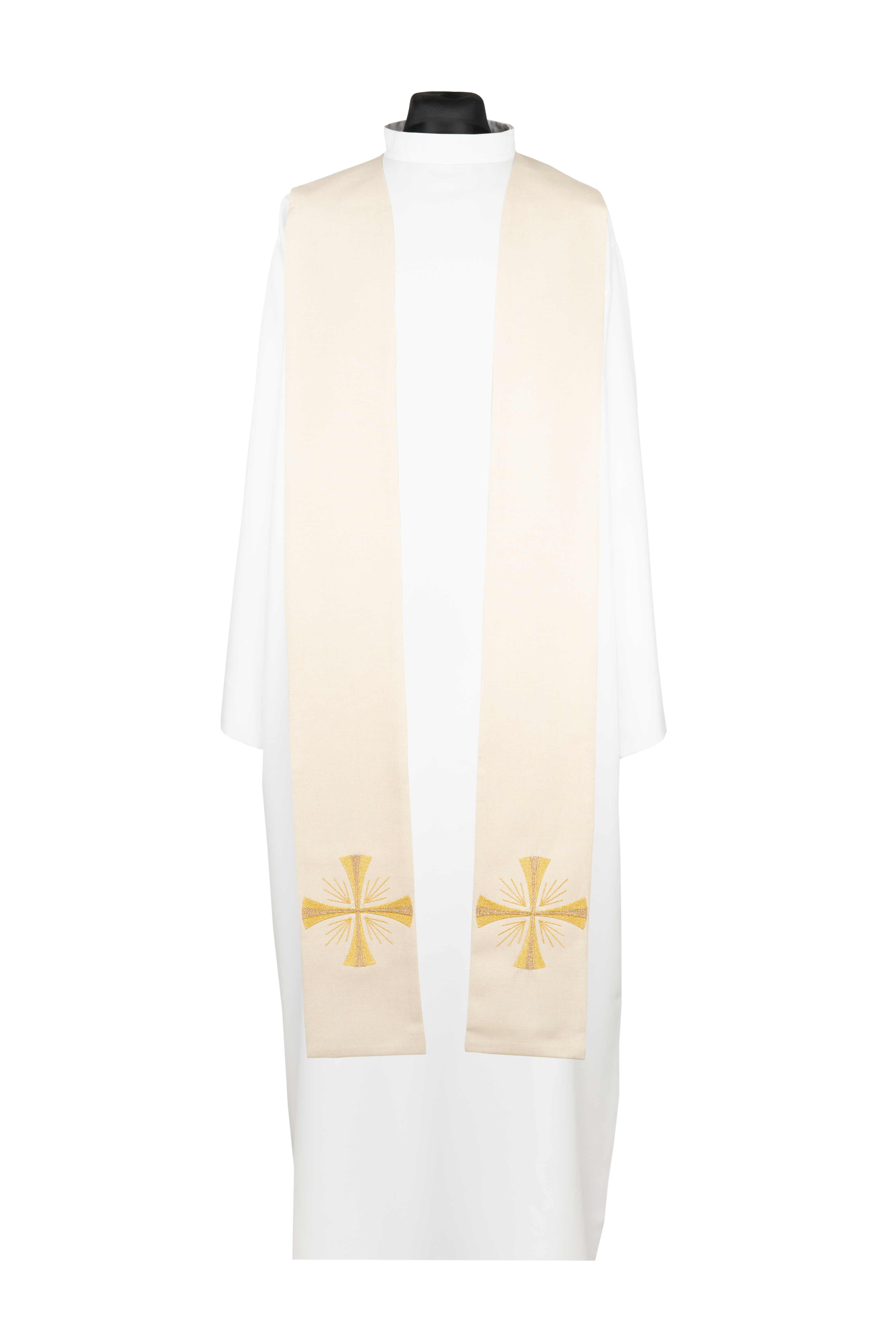 Stuła kapłańska haftowana Krzyż ecru - ORNATY.PL
