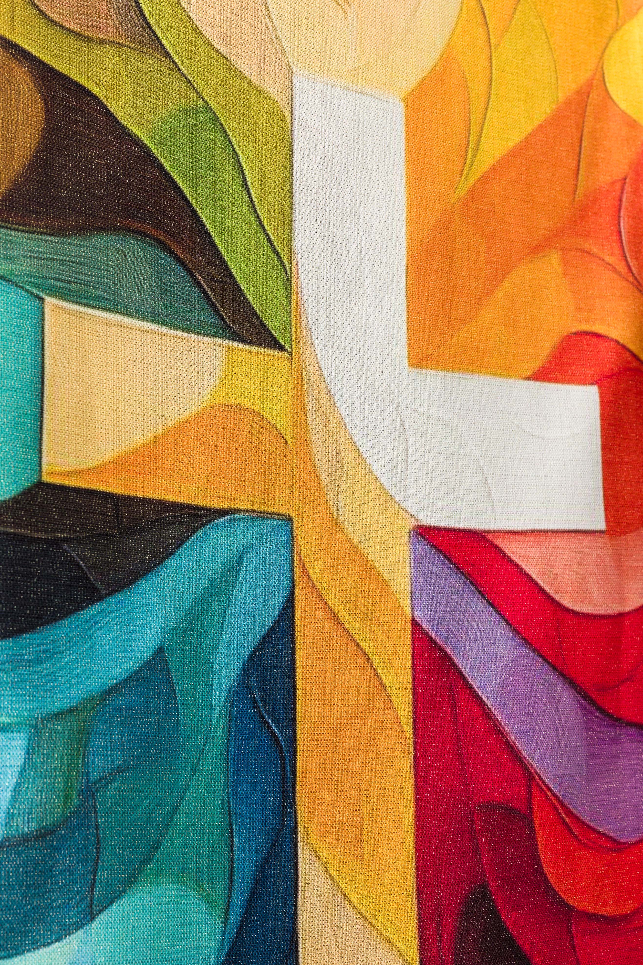 Drukowana Serweta na lektorium wielokolorowa z motywem krzyża - ORNATY.PL