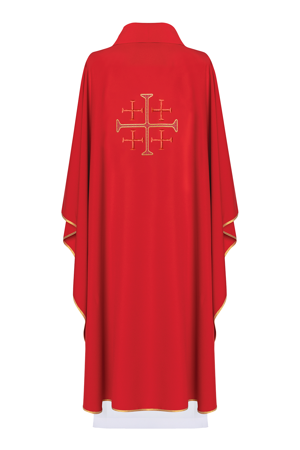 Liturgijsko ruho s izvezenim Jeruzalemskim križem Crveno Zlatni obrub