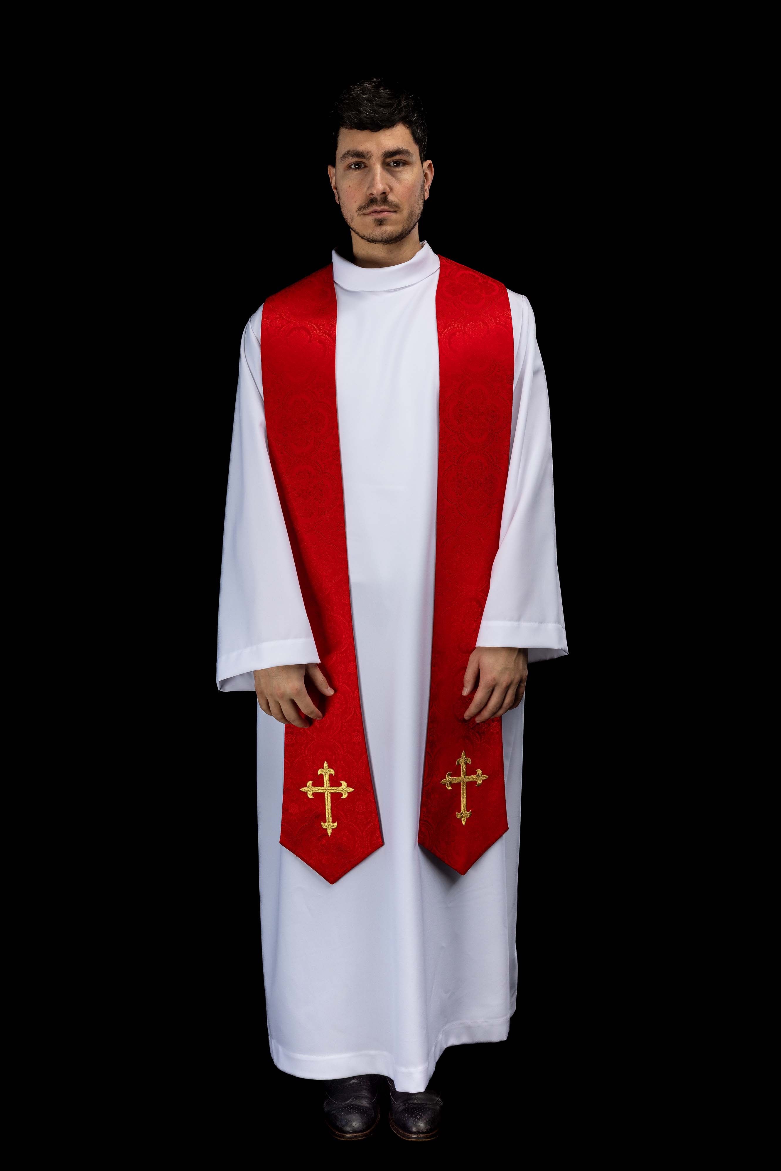 Klerikalna stola zelena vezeni križ