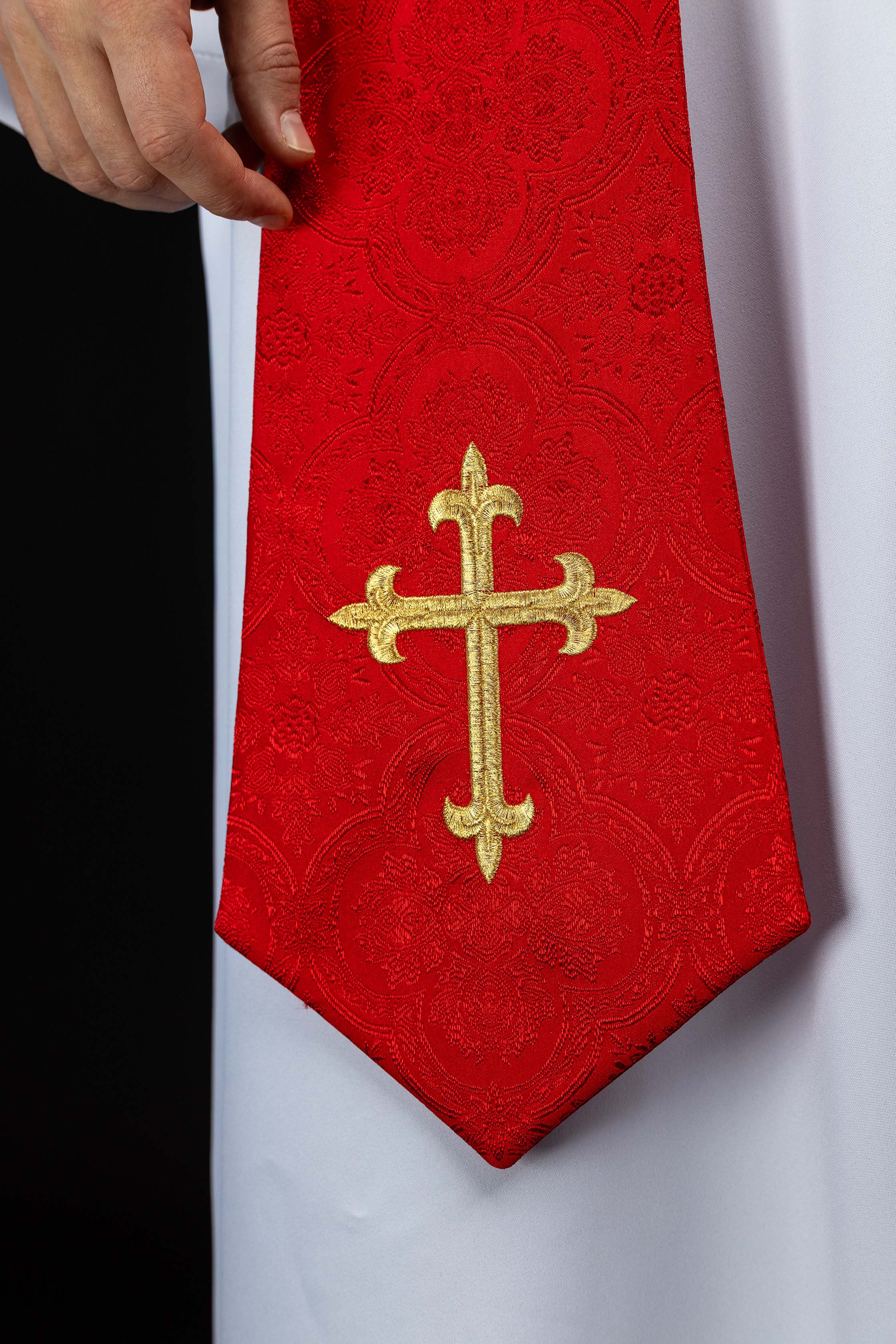 Klerikalna stola zelena vezeni križ