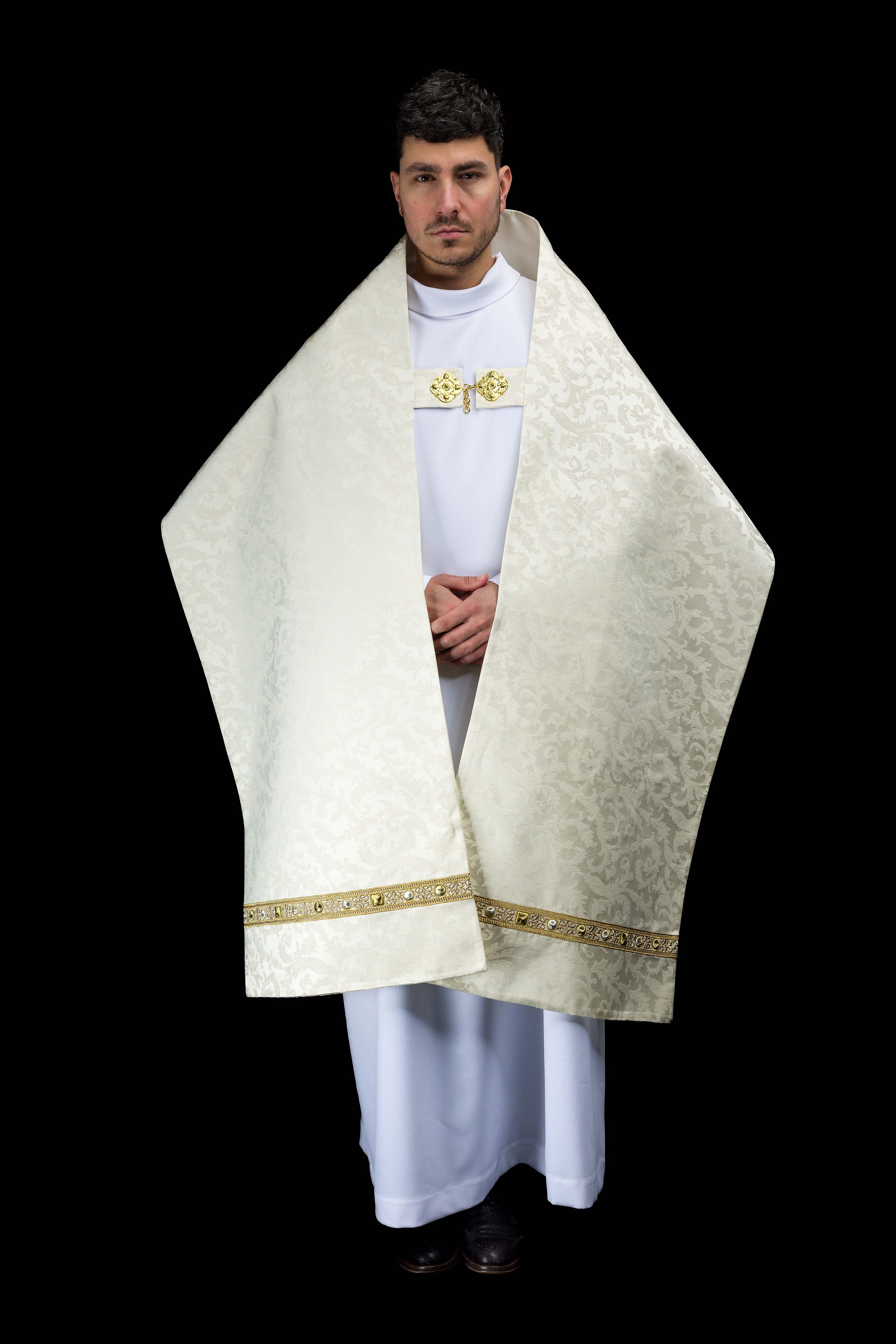 Welon z haftem baranka wielkanocnego na tkaninie żakardowej - ORNATY.PL