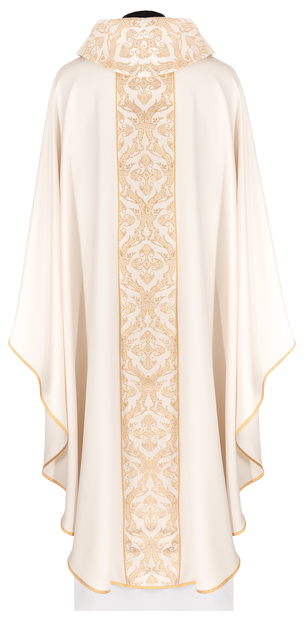 Ornat liturgiczny z haftowanym pasem i kołnierzem w kolorze ecru