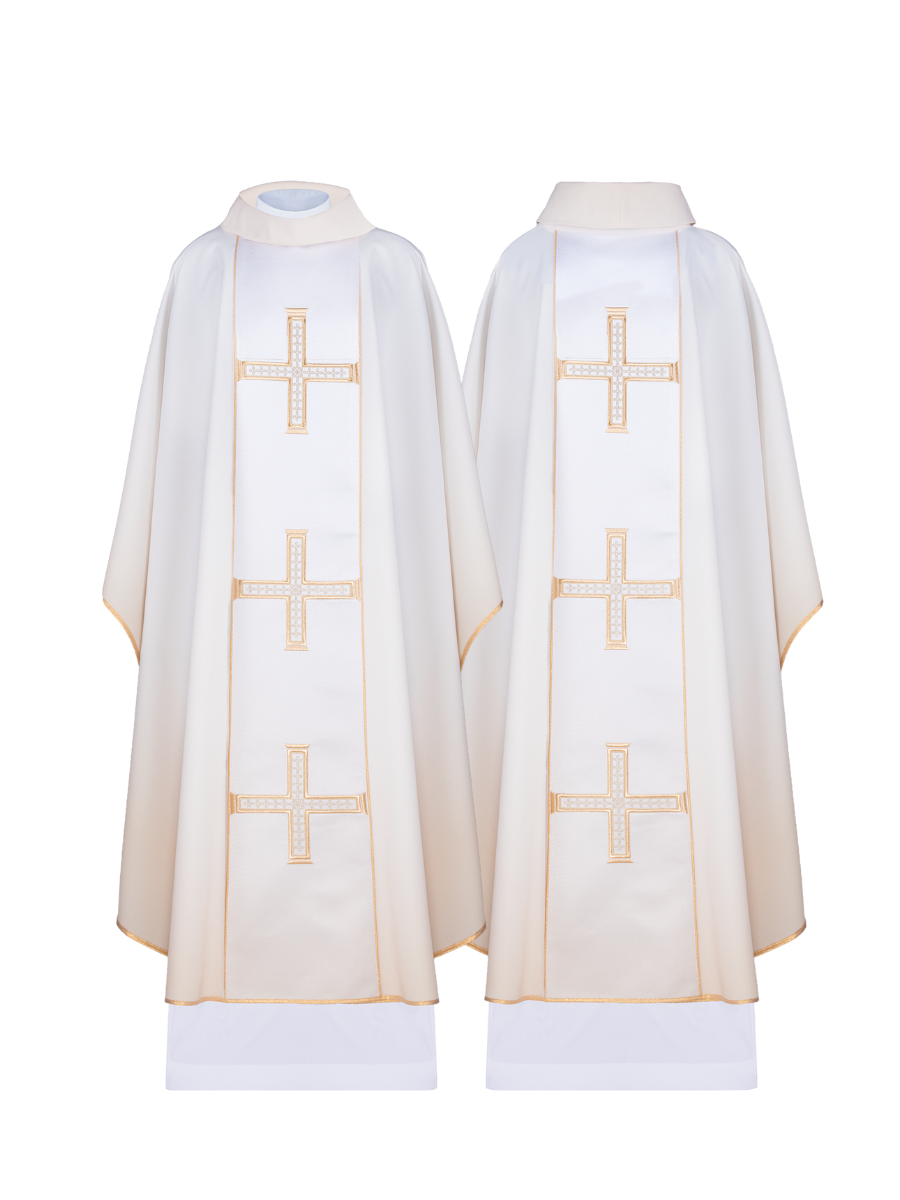 Liturgijski misni plašt s križevima u boji Ecru