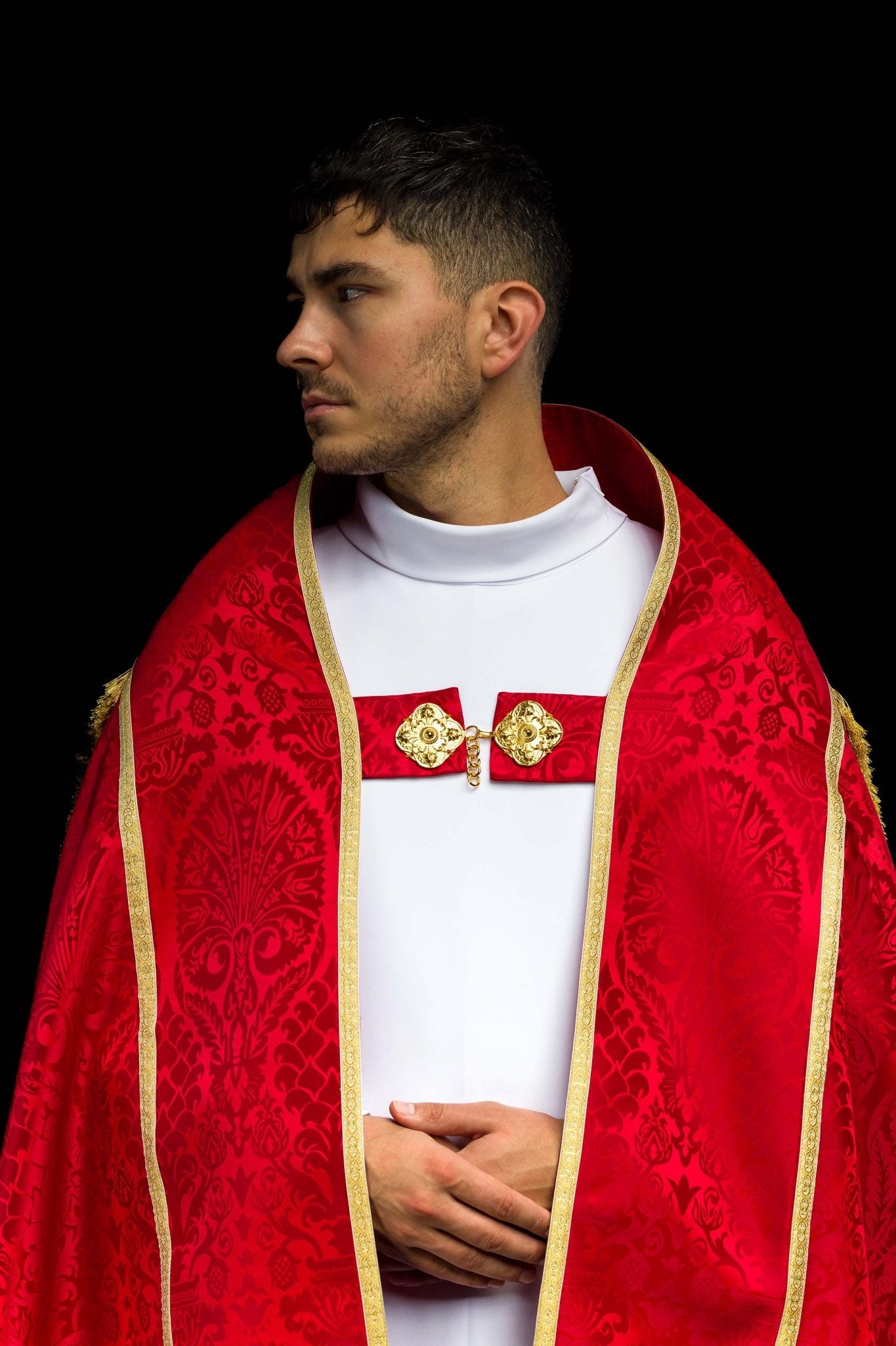Żakardowa kapa rzymska gładka Czerwona